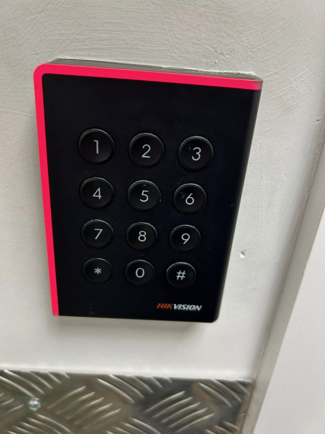 Keypad reader installed by Hawthorne