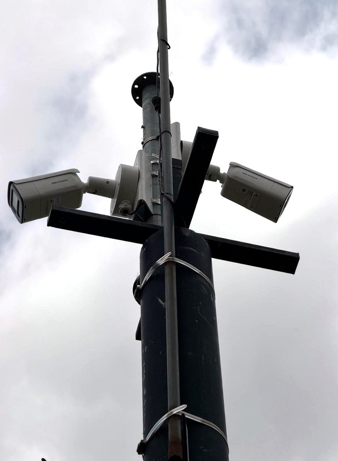 Close-up of two of the new cameras at one of the camera positions on the Pageant Field.