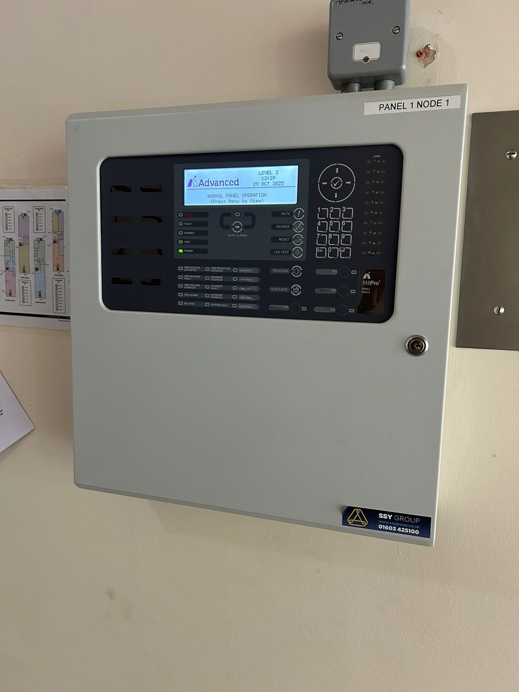 MxPro addressable fire alarm panel installed by Hawthorne in Norfolk